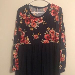 Long-sleeve floral dress